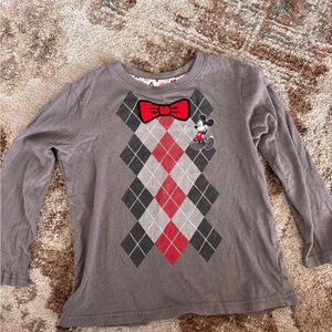 BOGO Disney Gray and Red Long Sleeve Tee with Argyle Pattern